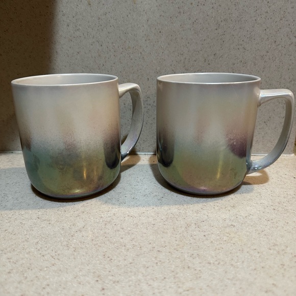 2 coffee mugs with sand and silver chrome color.  Contemporary - Picture 2 of 3